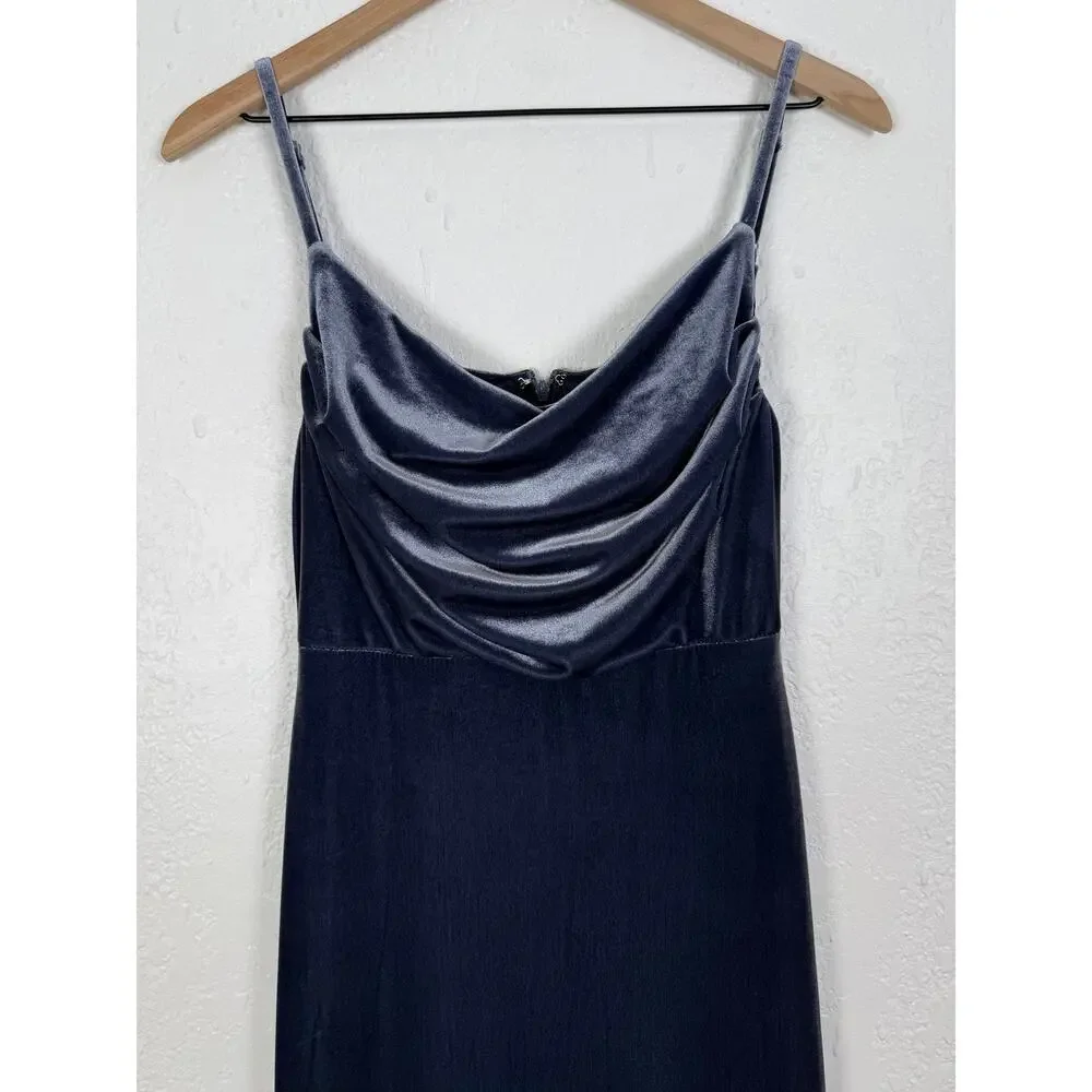 Revelry Skye Velvet Maxi Dress Royal Blue Bridesmaid Wedding Guest Formal Sz 4